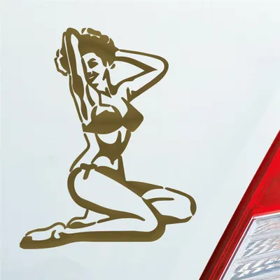 Produktbild von Auto Aufkleber Pin up Girl Sexy Girl Tuning Vintage Retro 12x10 cm Gold Sticker Heckscheibenaufkleber