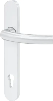 Zdjęcie produktu dla BASI – zestaw klamek z wąską ramką (wewnętrzny) – okrągły – stal szlachetna biała – otwór: PZ – 92/8 mm – 7839-0109