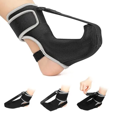 Produktbild von Nachtfußschiene Bandage gegen Fersensporn & Plantarfasziitis – Fußbandage mit Massageball zur Schmerzlinderung Schwarz