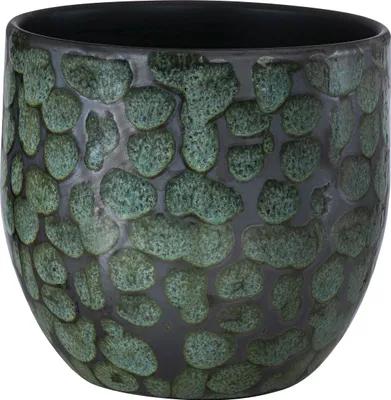 Produktbild von Dehner Übertopf Neyla, handgefertigter Indoor Blumentopf, Ø außen 25 cm / innen 22.5 cm, Höhe 25 cm, Keramik, grün