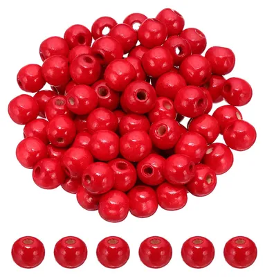 Holzkugeln 14 mm, 100 Stück, rund, rot für DIY-Schmuck