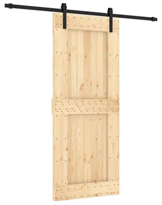 Produktbild von Schiebetür Natürlich und Schwarz 85 x 210 cm Massivkiefer