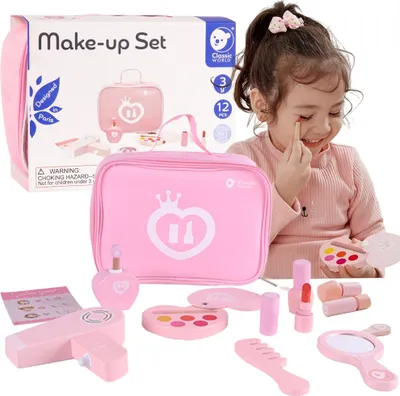 Image de Coffret de cosmétiques comprenant 12 pièces, en bois, présenté dans un sac en tissu et emballé dans une boîte en carton, dimensions : 21 x 7,5 x 16 cm