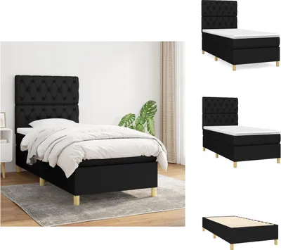 Produktbild von vidaXL Boxspringbett mit Matratze Schwarz 80x200 cm Stoff -  Betten & Bettgestelle