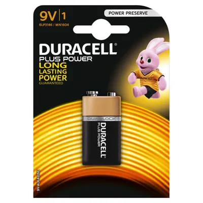 Produktbild von Duracell Plus Power, Einwegbatterie, 9V, Alkali, 9 V, 1 Stück(e), Sichtverpackung