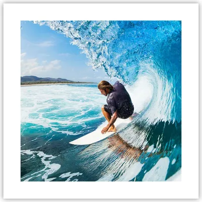 Produktbild von Poster - Poster ohne Rahmen - Surfen Surfer Ozean Welle - 40x40 cm - Wand Bild - Wanddeko - Wandbilder - Kunstposter - Wandposter - Bilder - Kunstdruck - Wanddekoration - Wandbild - P2XAC40x40-2785