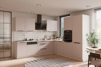 Produktbild von Winkelküche COMO 280x270 cm Küchenzeile Eckküche Einbauküche Küche Kaschmir beige matt + Weiß matt