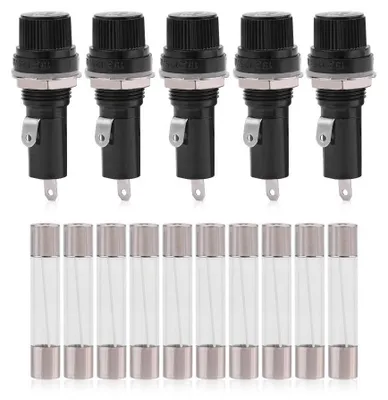 5 Stück Sicherungshalter 6x30mm Glas AC 125V 15A/250V 10A
