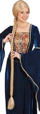 Produktbild von Rapunzel Perücke blond mit XXL Zopf geflochten 110 cm lang für Damen