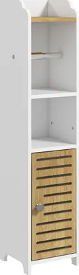 Immagine prodotto di kleankin Mobiletto Bagno Salvaspazio con Ripiano per carta Igienica, Ripiani Aperti e Armadietto, 18x20x90 cm, Bianco