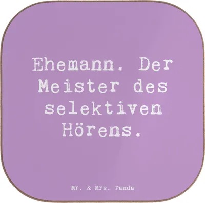 Produktbild von Mr. & Mrs. Panda Untersetzer Glas Spruch Ehemann Meister - Lavendeltraum - Geschenk, Verwandte, herzerwärmende Sprüche, gläseruntersetzer, Holzuntersetzer, Dankeschön