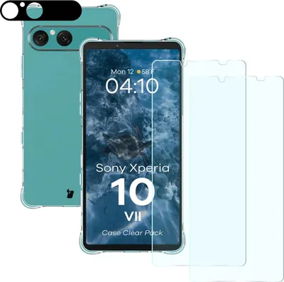 Produktbild von Schutzhülle + 2x gehärtetes Glas + Kameraschutz für Sony Xperia 10 VII, Bizon Case Clear Pack, Transparent
