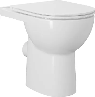Zdjęcie produktu dla Miska toaletowa SANIVEX do toalety kombinowanej, podwyższona deska, bez obrzeża spłukującego, 63,5 x 35,5 cm, odpływ poziomy/pionowy, biała