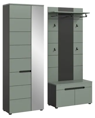 Produktbild von Garderoben-Set Canu 1 | Basalt grau / Smoke Green | 3-teilig