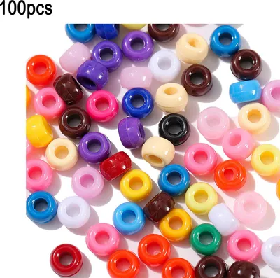 Produktbild von 100 Stück/Set DIY Lose Acrylperlen Vorloch Handgefertigte Armbänder Halsketten Schmuckherstellung Bunte Abstandsperlen Handgefertigtes Bastelzubehör-Set
