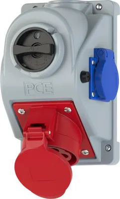 Image de Prise fixe encastrée avec interrupteur type ""Combo-Pol"" 32A 400V 3P+Z+N, prise 230V, interrupteur 0-1 IP44