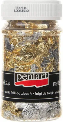 Obrázek produktu pro Fólie zlaté a stříbrné kovové vločky 100ml - Pentart M6
