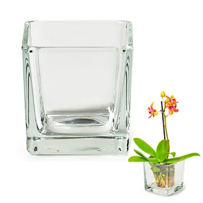 Produktbild von Windlicht Glaswürfel in quadratischer Form - Glaswindlicht eckig - Blumenvase eckig - Tischvase eckig - Blumenschale quadratisch 18 x 18 x 18 cm