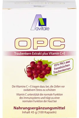 Obrázek produktu pro Avitale OPC Extrakt z hroznových semínek plus vitamin C+E, 100 kapslí