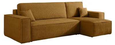 Produktbild von Selsey Scarlo - Ecksofa mit Schlaffunktion, Stauraum und Cordbezug, senfgelb