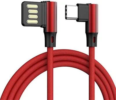 Produktbild von L geformter Winkelkopf Typ-C Aufladung Kabeldatenübertragungsadapter 2m für Telefon schwarz