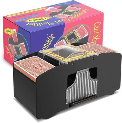 Image de Shuffleur de cartes électrique pour 2 jeux - Adapté aux adultes - Idéal pour les soirées de jeux