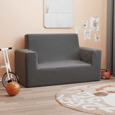 Immagine prodotto di Divano per Bambini a 2 Posti Antracite in Morbido Peluche