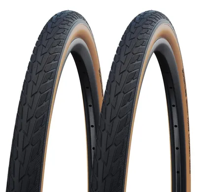 Produktbild von 2x Schwalbe Road Cruiser 28/32-630 schwarz/hellbraun Drahtreifen K-Guard 27x1 1/4 Mantel