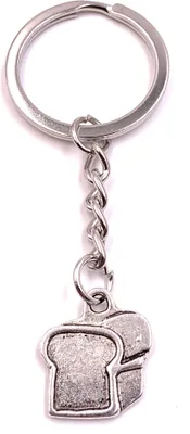 Zdjęcie produktu dla Onwomania Brelok do kluczy Chleb tostowy Chleb tostowy Srebrny metalowy brelok Charm