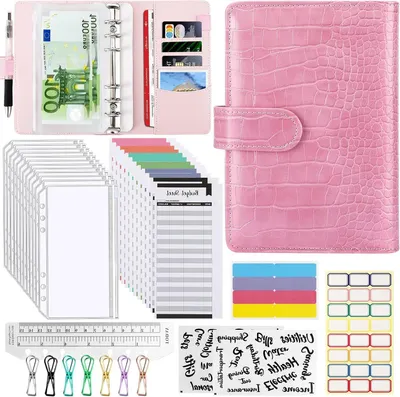 Productafbeelding van Budget Binder Set - Geld Planner - Geld Beheer - 37 Delige Set - A6 Formaat - Roze