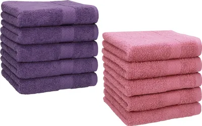 Produktbild von Betz 10 Stück Seiftücher 30x30 cm PREMIUM 100% Baumwolle  Farbe: lila und altrosa
