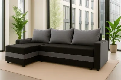 Produktbild von Ecksofa-Set PRIVANO – Schwarz/Hellgrau