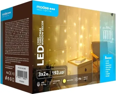 Zdjęcie produktu dla Modee Lighting Kurtyna LED 192 LED 3x2m ciepła biel