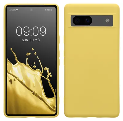 Produktbild von kwmobile Hülle kompatibel mit Google Pixel 7a Hülle - gummierte TPU Silikon Handyhülle - Schutzhülle für kabelloses Laden - Case in Strahlend Gelb