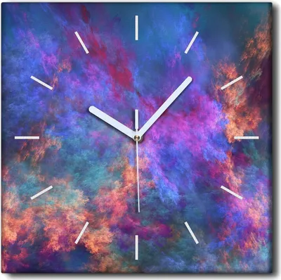 Produktbild von Coloray Uhr auf Leinwand 30x30 cm Wand Uhr Dekoration Wohnzimmer Segeltuch weiße Zeiger -Abstraktion Kunstkunst