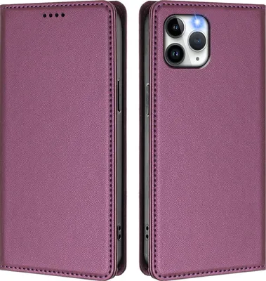 Image de Etui en cuir pour iPhone 11 Pro, étui magnétique en cuirPolyuréthaneavec support Violet