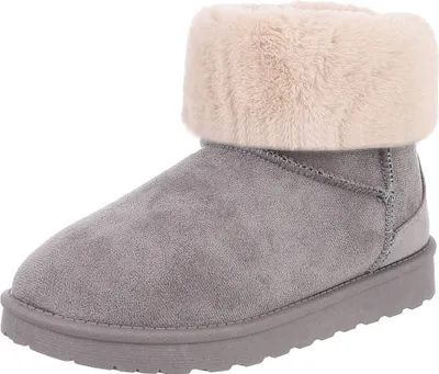 Produktbild von Ital-Design Damen Stiefeletten Flache Stiefeletten Warm gefüttert Wildlederoptik Snowboots 88460423 Grau Gr.  38