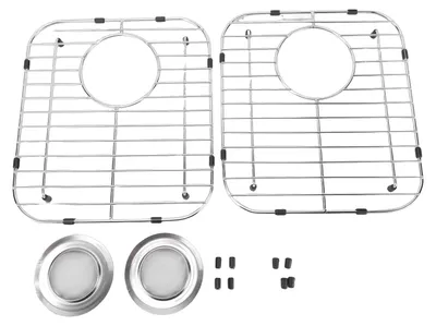 Produktbild von Küchenspülengitter für Einzelbeckenspülen, Bodenschutzgestell aus Edelstahl mit 2 Sieben