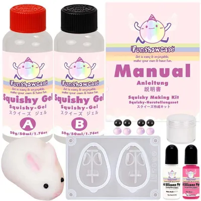 Produktbild von Squishy Bastelset Flüssigsilikon Hase mit Flockpulver und Pigmenten