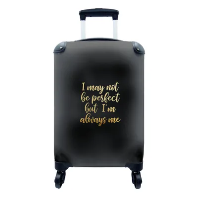 Produktbild von MuchoWow® Koffer Handgepäck Trolley Rollkoffer Kleine Reisekoffer mit 4 Rollen - Perfekt - Schwarz und Gold - Zitate - Cabin Size < 55x40x23 cm & 55x40x20 cm - Fotokoffer - Kabinenkoffer - Boardgepäck - Reise-Box - Reisekoffer - Reisegepäck - Koffer mit Bild - Trolley für Kinder
