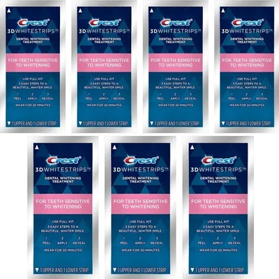 Produktbild von Set 7x Umschläge, Zahnweiß-Streifen, Crest, 3D White, Sensitive, 6% Konzentration, 7 Tage
