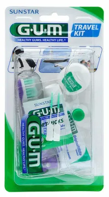 Produktbild von Mundpflegeset, Zahnfleisch, Reiseset, für empfindliches Zahnfleisch, Zahnspangen-kompatibel, Farbe Lila, 4 Produkte