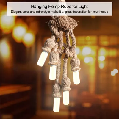 Produktbild von Lampe Deckenhänger, Hängendes Hanfseil für Licht, Vintage Lampe Deckenhänger, Retro Lampe Deckenhänger