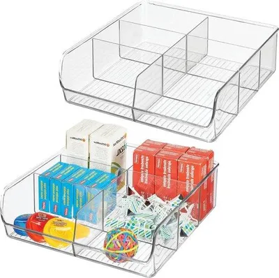 Produktbild von Famanu Aufbewahrungsbox mit 6 Fächern für Büroorganisation und Bastelmaterialien - transparent - 2 Stück