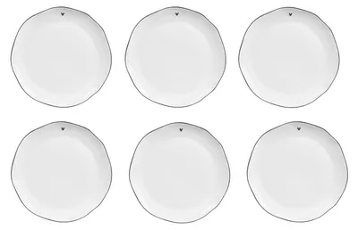 Produktbild von 6er Set Frühstücksteller KLEINES HERZ weiß D. 23cm Keramik Bastion Collections