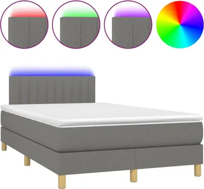 Obrázok produktu pre vidaXL Boxspring posteľ s matracom a LED diódou Tmavo šedá 120x200 cm Látka