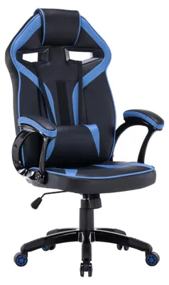 Produktbild von Topeshop FOTEL DRIFT NIEBIESK, Gepolsterter Sitz, Gepolsterte Rückenlehne, Schwarz, Blau, Schwarz, Blau, Kunstleder, Kunstleder