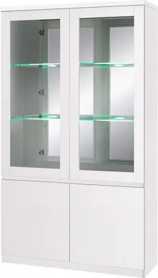 Productafbeelding van Vitrinekast FABIO - Hoogglans Wit met LED - Designstijl - 110 x 190 x 40 cm