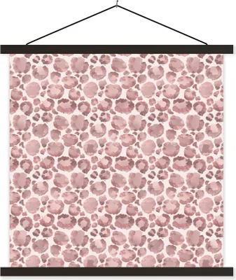 Produktbild von MuchoWow® Textilposter Pantherdruck - Aquarellfarbe - Rosa 120x120 cm mit schwarzem Rahmen - Aufhängungsset