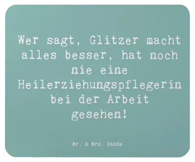 Produktbild von Mr. & Mrs. Panda Mauspad Spruch Heilerziehungspflegerin Glanz - Meeresbrise - Geschenk, laptop mousepad, Berufe, Berufsalltag, Berufsprodukte, Mouse Pad, Engagement